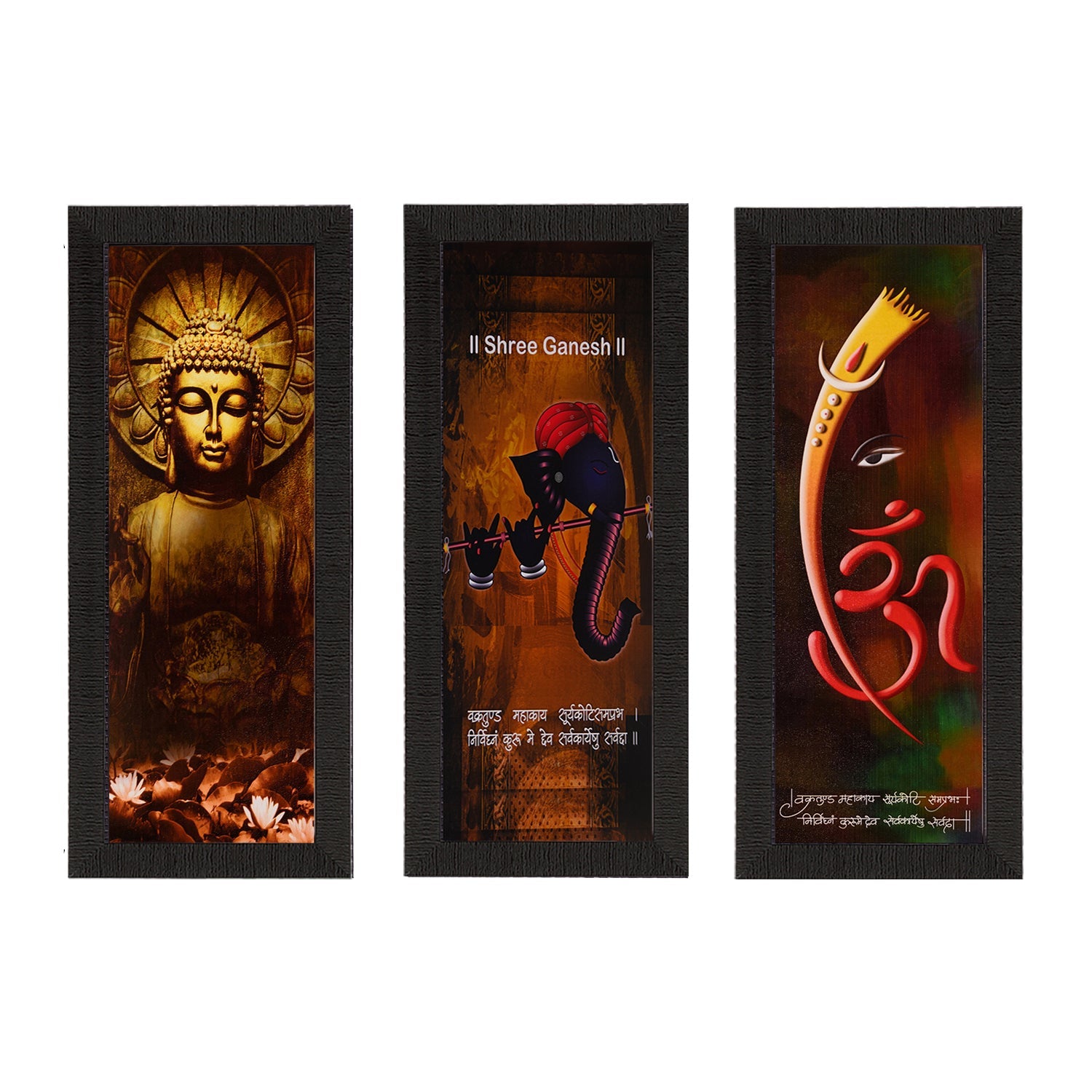 Set Of 3 Ganesha & Buddha Satin Matt Texture UV Art Painting Kafalo
