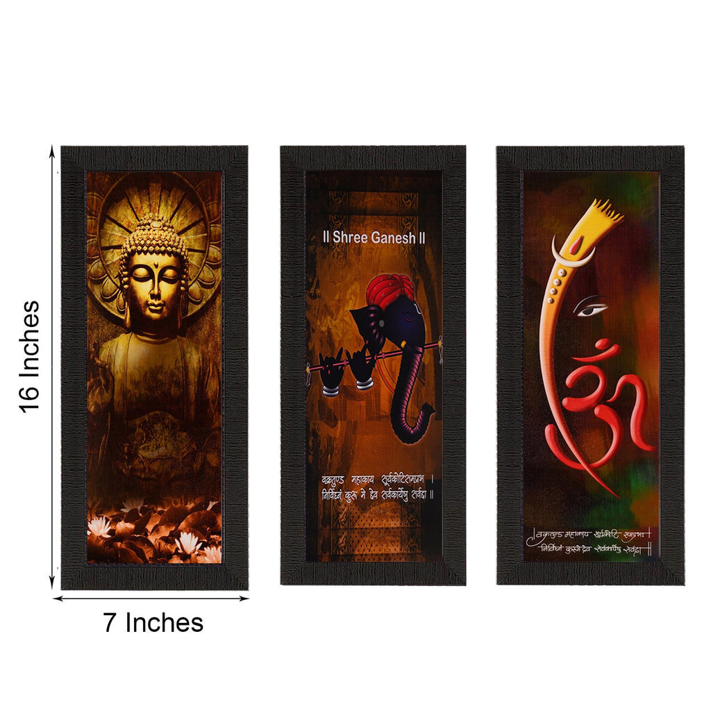Set Of 3 Ganesha & Buddha Satin Matt Texture UV Art Painting Kafalo