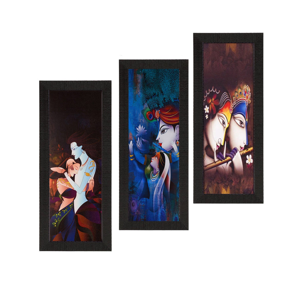 Set Of 3 Radha Krishna Satin Matt Texture UV Art Painting Kafalo