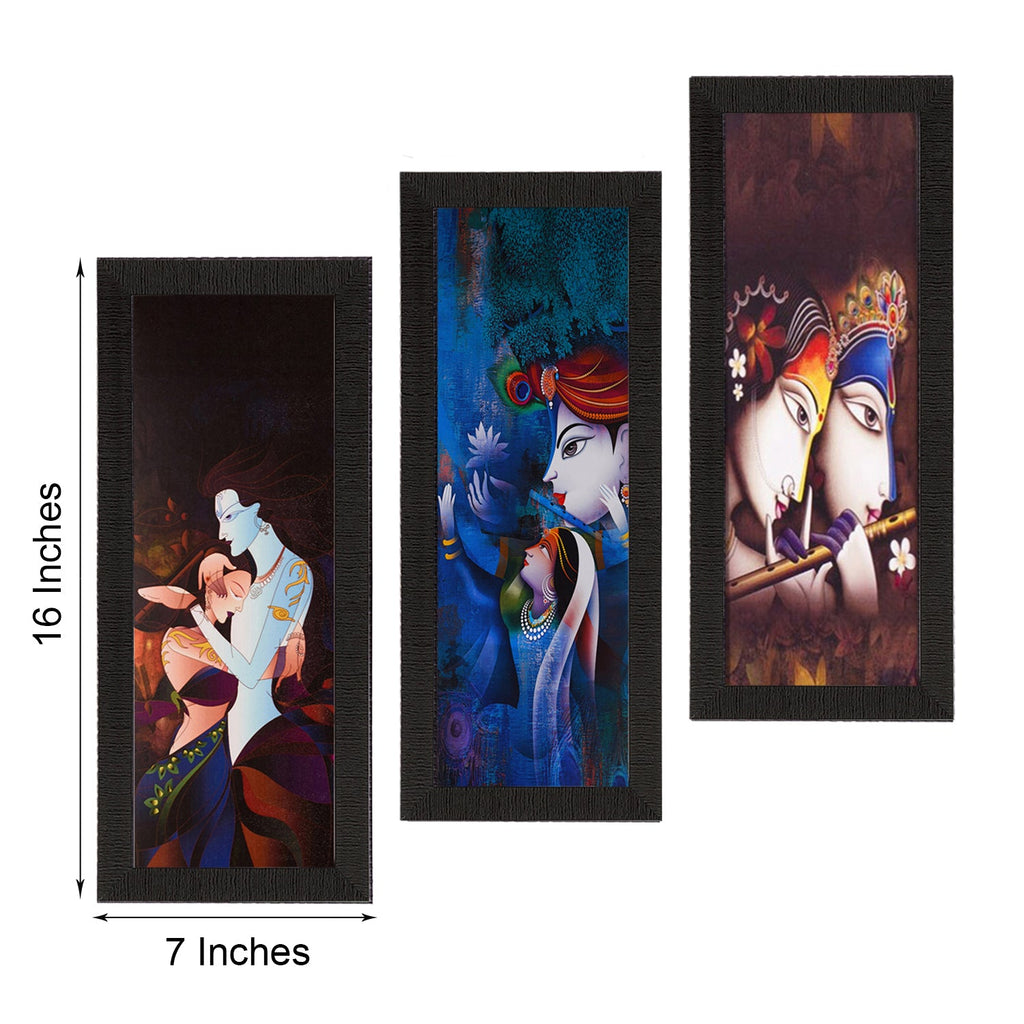 Set Of 3 Radha Krishna Satin Matt Texture UV Art Painting Kafalo