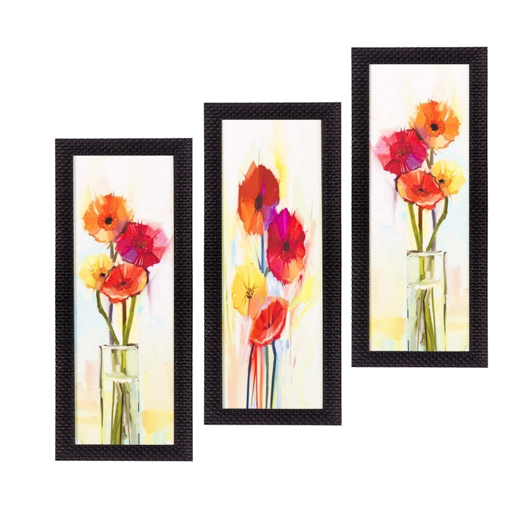 Set Of 3 Decorative Floral Satin Matt Texture UV Art Painting Kafalo