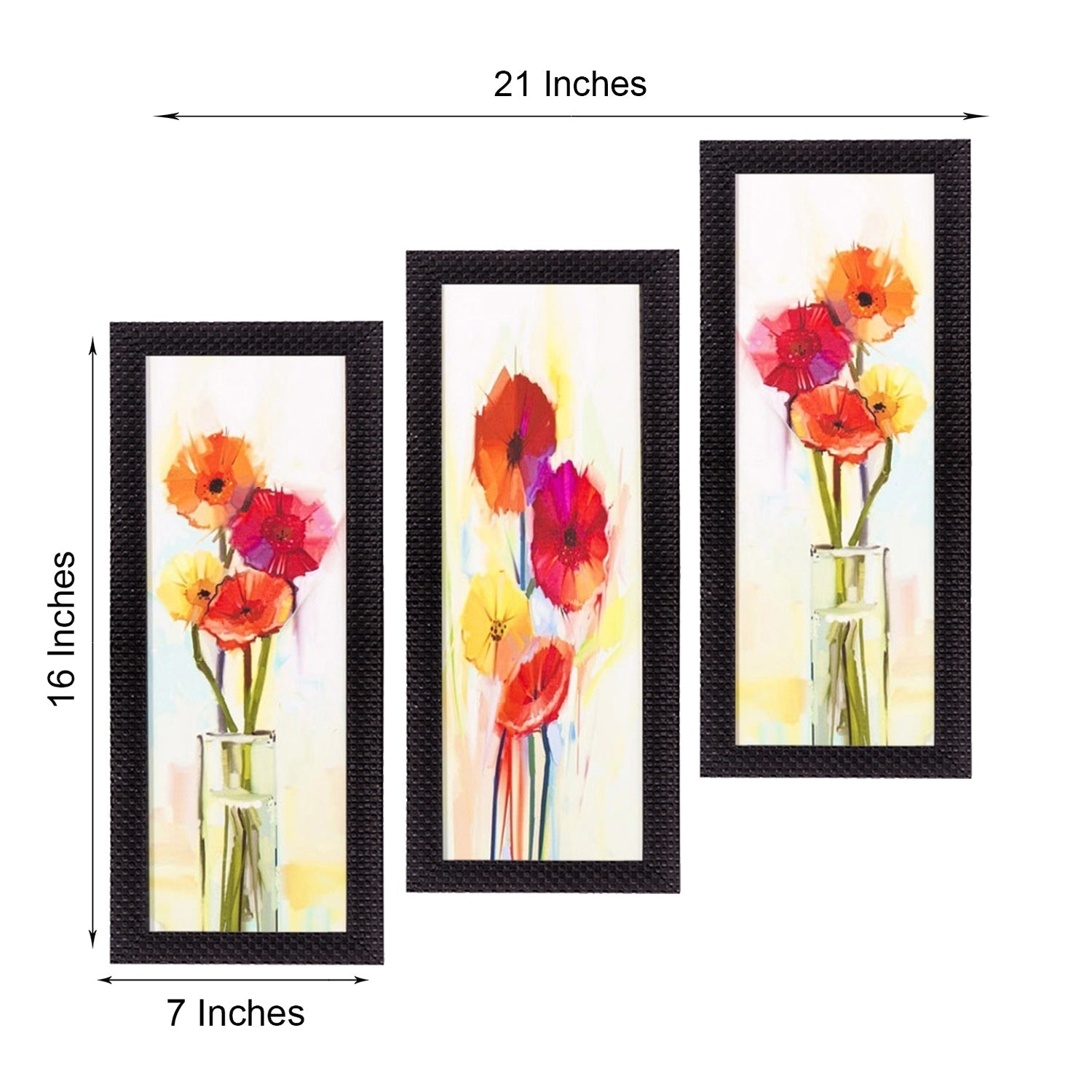 Set Of 3 Decorative Floral Satin Matt Texture UV Art Painting Kafalo