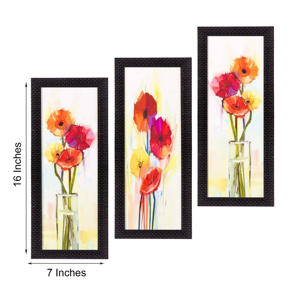 Set Of 3 Decorative Floral Satin Matt Texture UV Art Painting Kafalo