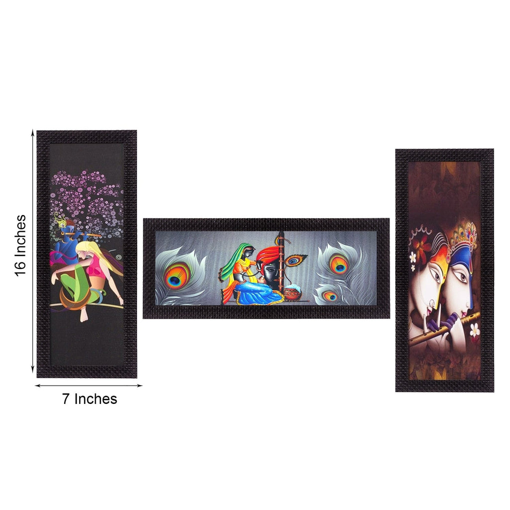 Set Of 3 Radha Krishna Satin Matt Texture UV Art Painting Kafalo