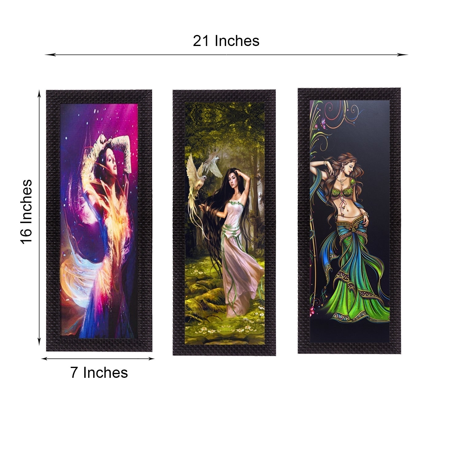 Set Of 3 Dancing Angels Satin Matt Texture UV Art Painting Kafalo