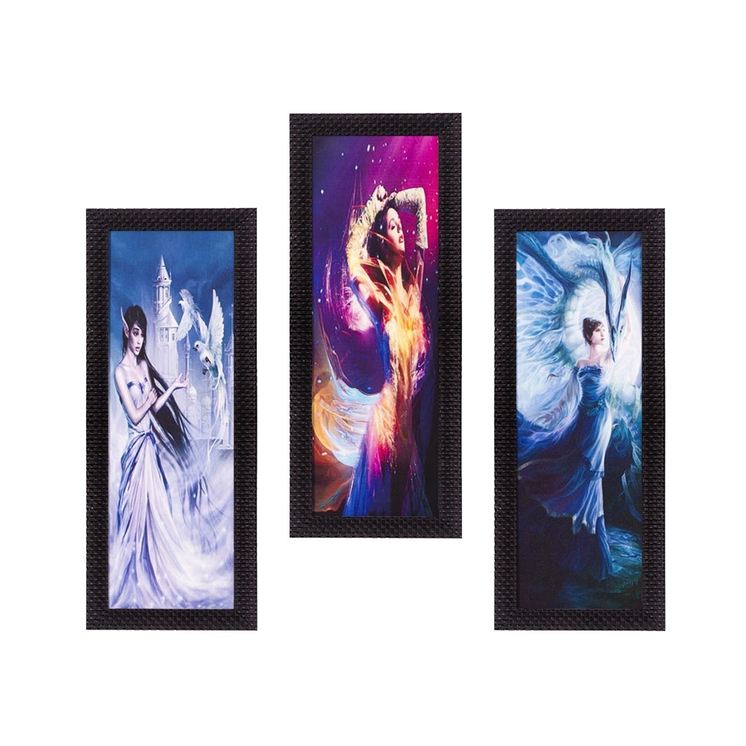 Set Of 3 Dancing Angels Satin Matt Texture UV Art Painting Kafalo