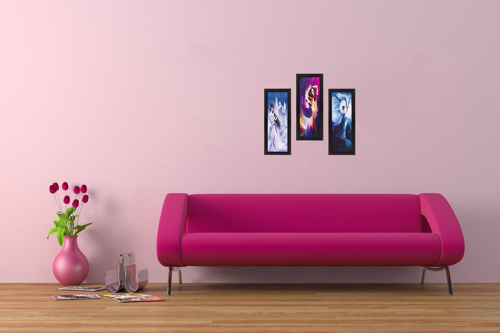 Set Of 3 Dancing Angels Satin Matt Texture UV Art Painting Kafalo