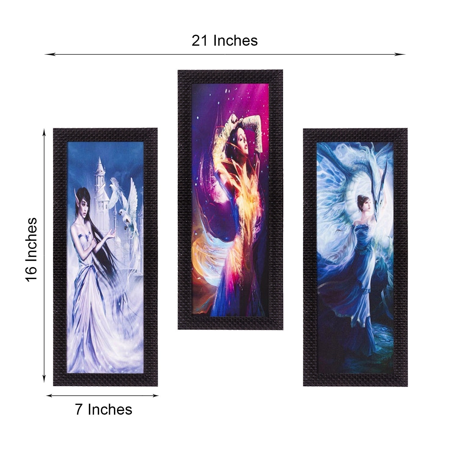 Set Of 3 Dancing Angels Satin Matt Texture UV Art Painting Kafalo