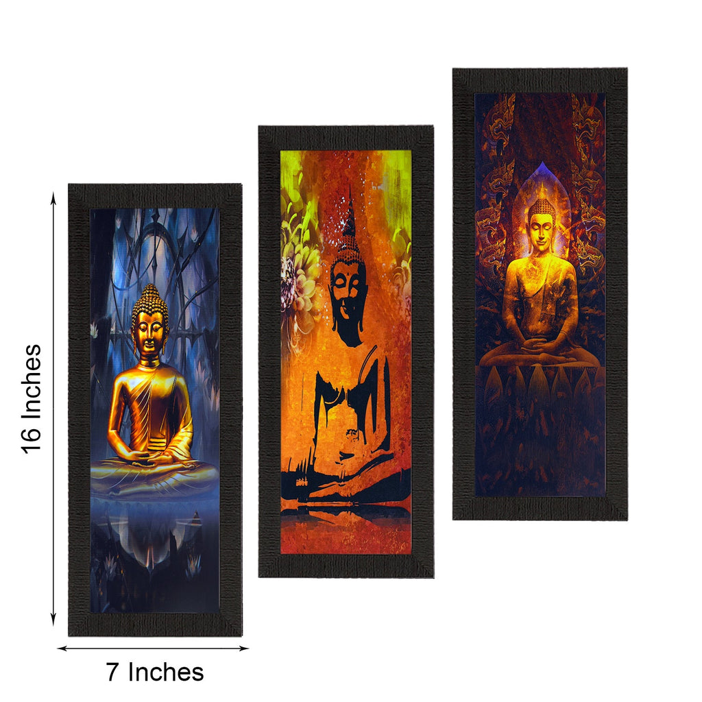Set Of 3 Meditating Buddha Satin Matt Texture UV Art Painting Kafalo