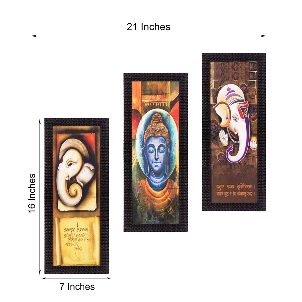 Set Of 3 Ganesha & Buddha Satin Matt Texture UV Art Painting Kafalo