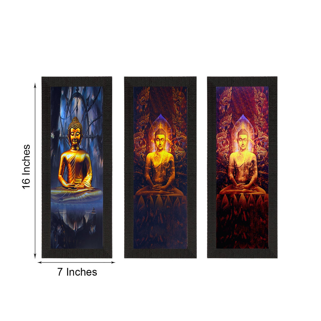 Set Of 3 Lord Buddha Satin Matt Texture UV Art Painting Kafalo