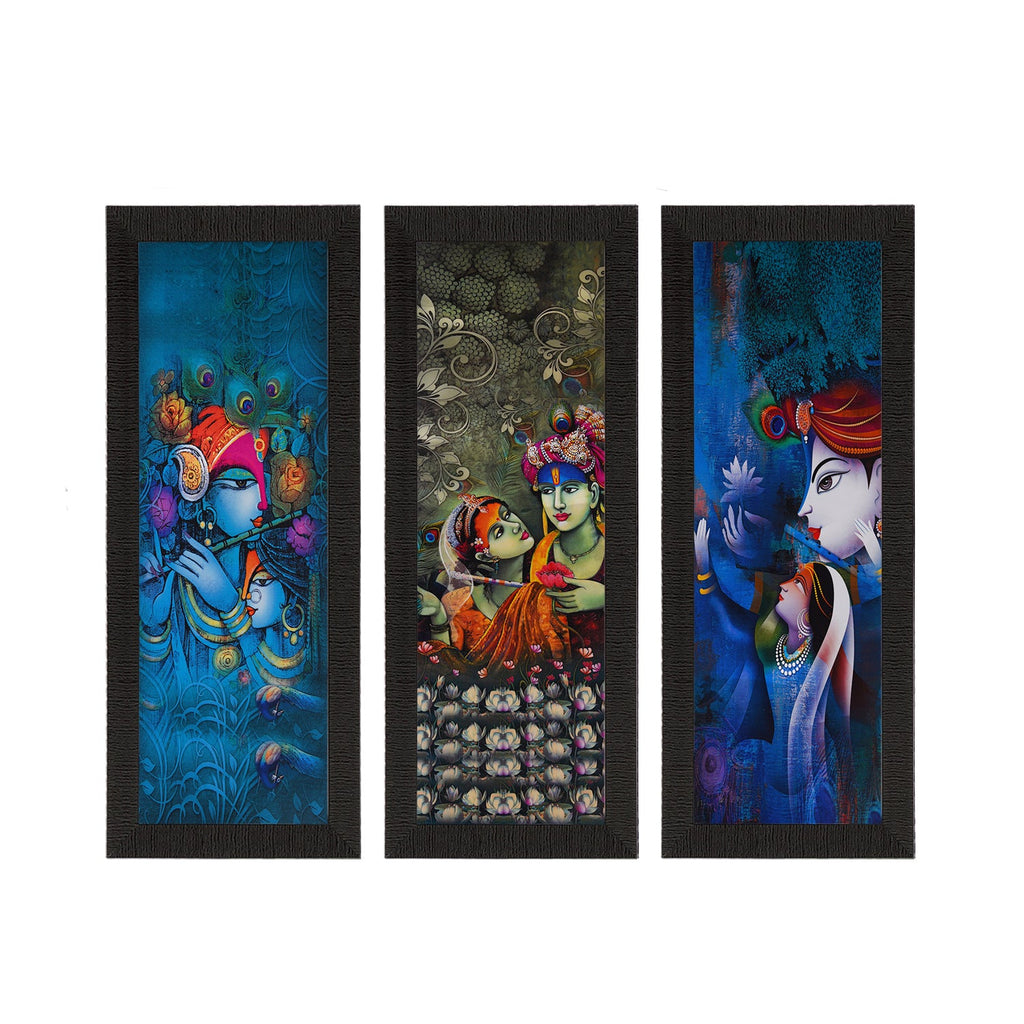 Set Of 3 Radha Krishna Satin Matt Texture UV Art Painting Kafalo