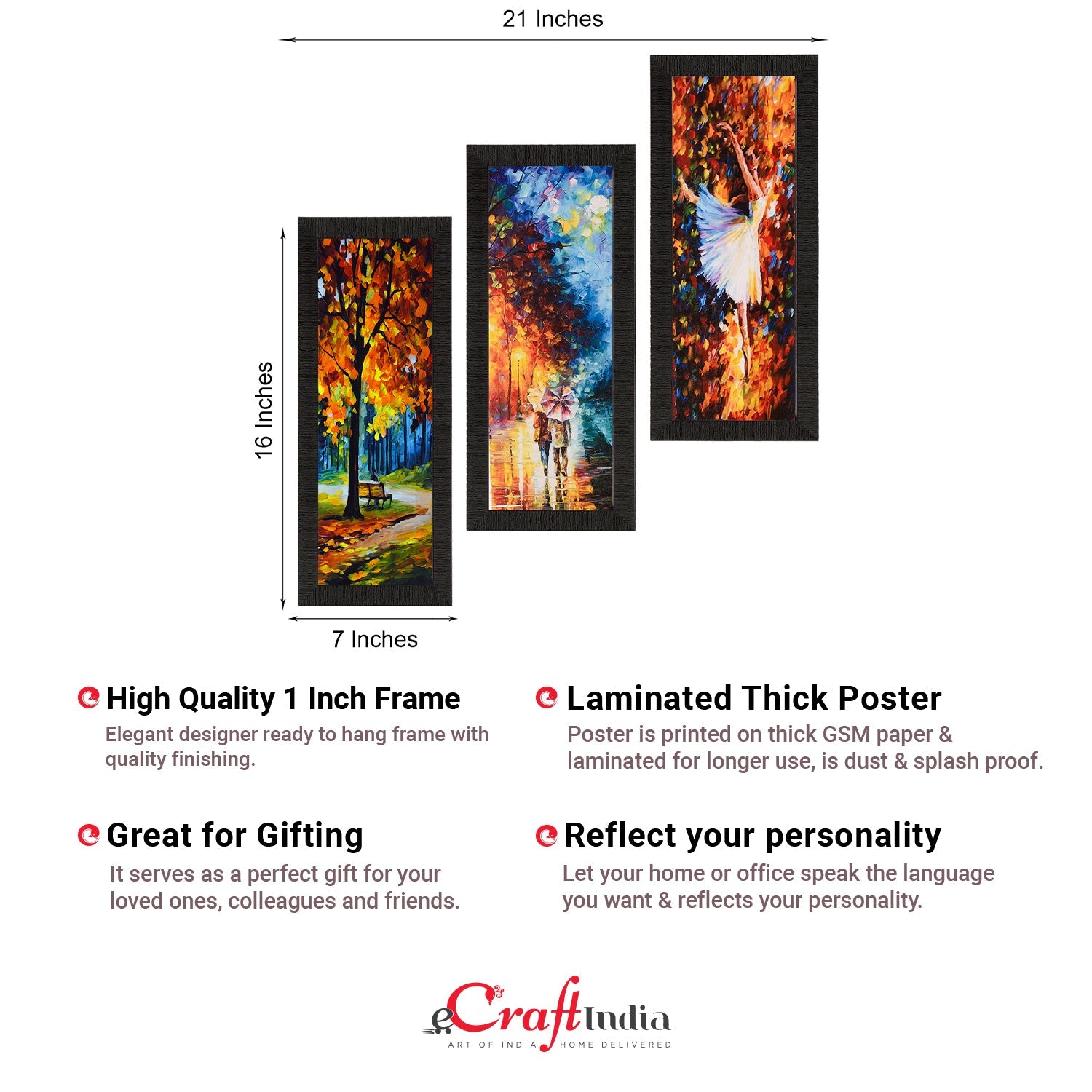 Set Of 3 Couple Love Moments Satin Matt Texture UV Art Painting Kafalo