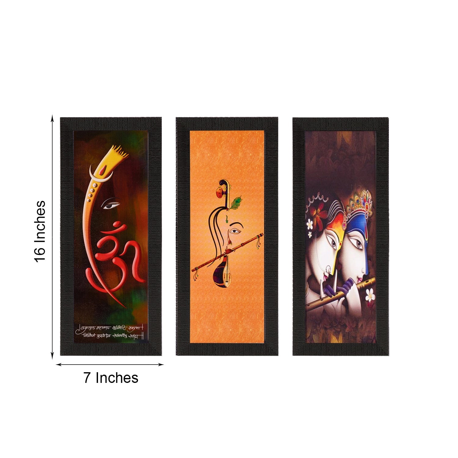 Set Of 3 Radha Krishna & Ganesha Satin Matt Texture UV Art Painting Kafalo
