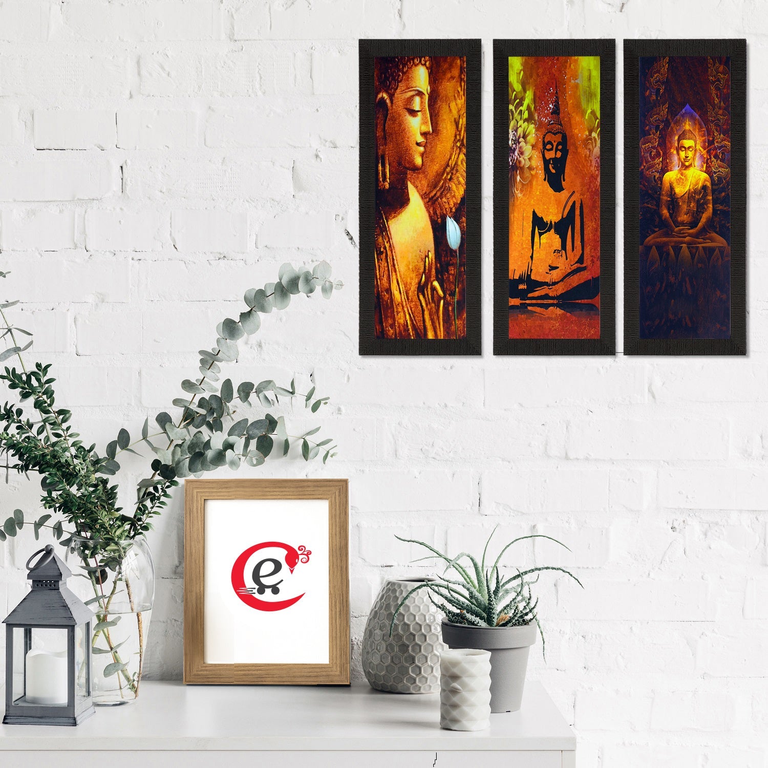 Set Of 3 Lord Buddha Satin Matt Texture UV Art Painting Kafalo