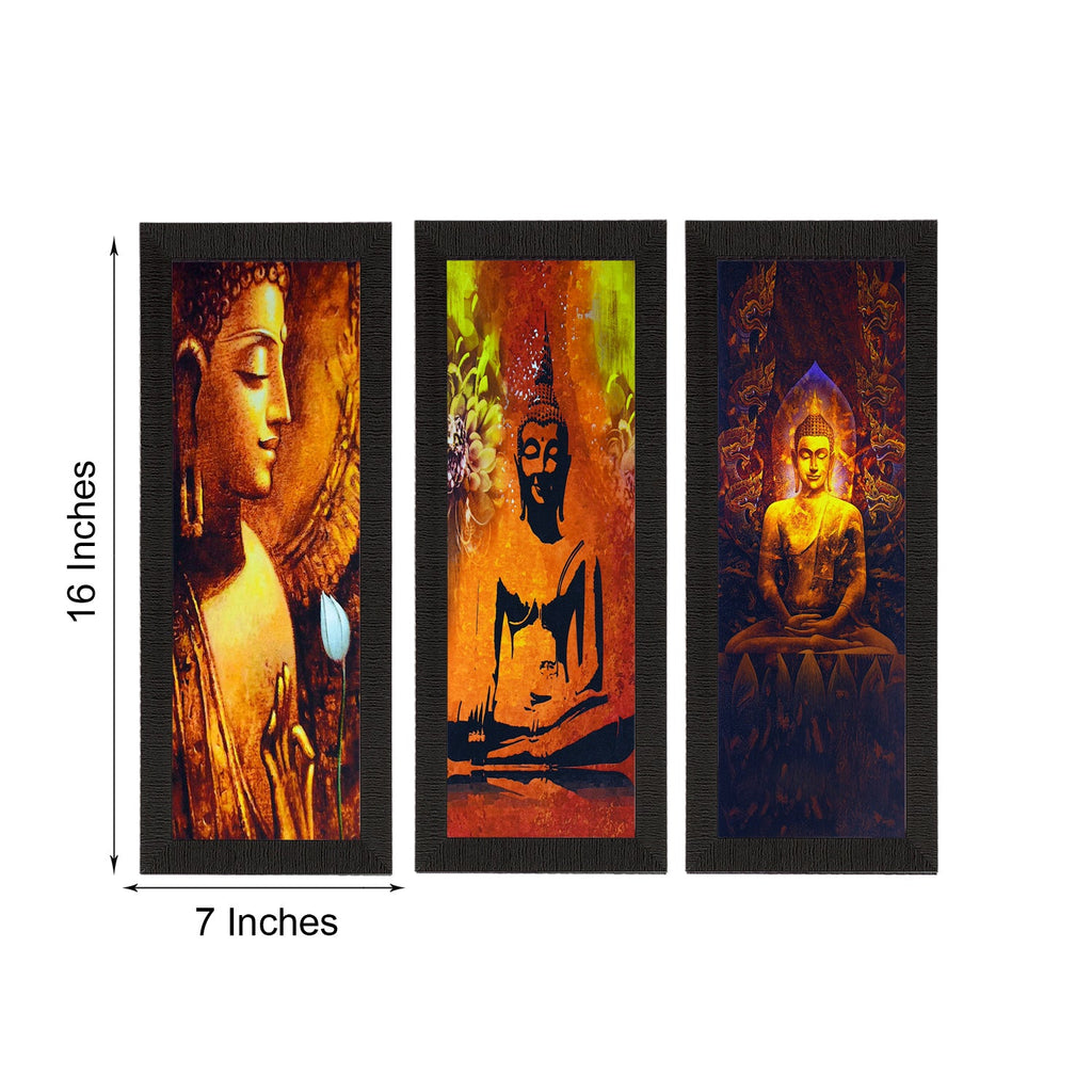 Set Of 3 Lord Buddha Satin Matt Texture UV Art Painting Kafalo