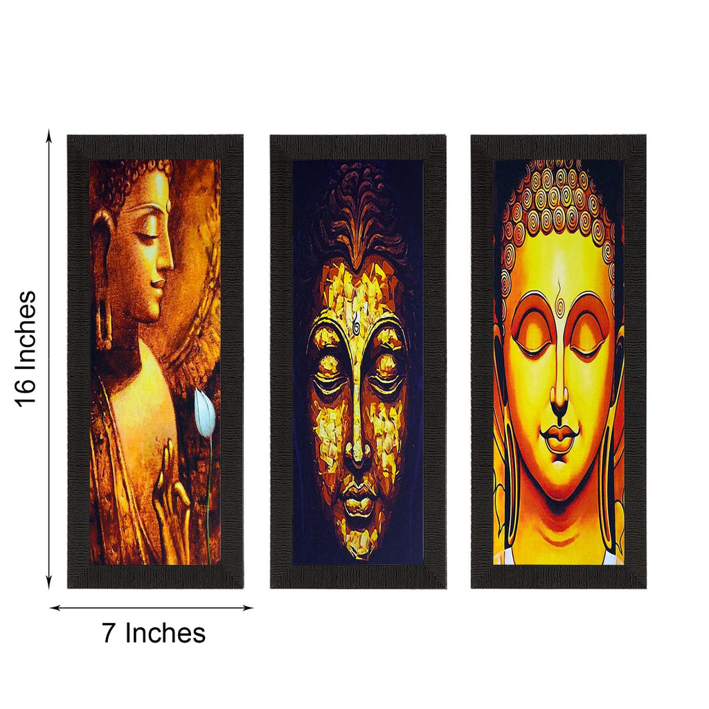 Set Of 3 Lord Buddha Satin Matt Texture UV Art Painting Kafalo
