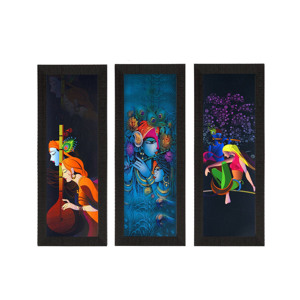 Set Of 3 Radha Krishna Satin Matt Texture UV Art Painting Kafalo