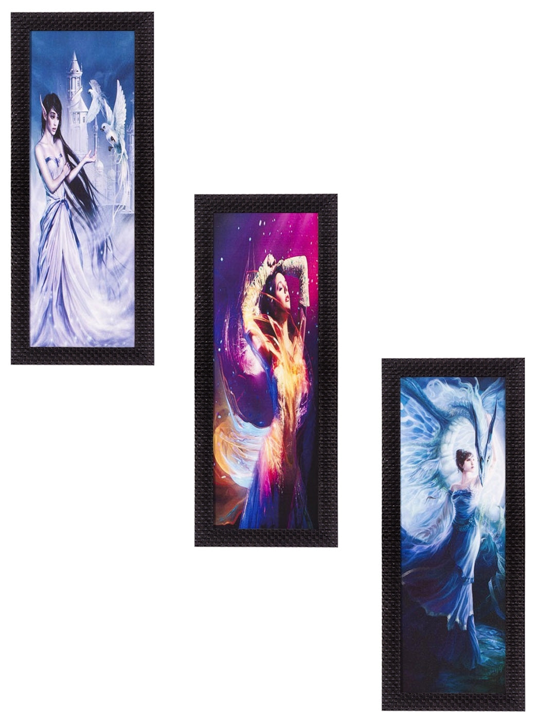 Set Of 3 Beautiful Angels Satin Matt Texture UV Art Painting Kafalo