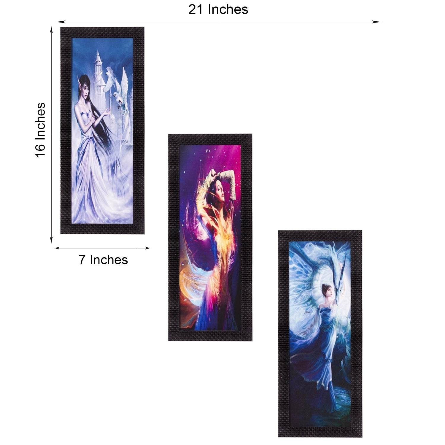 Set Of 3 Beautiful Angels Satin Matt Texture UV Art Painting Kafalo