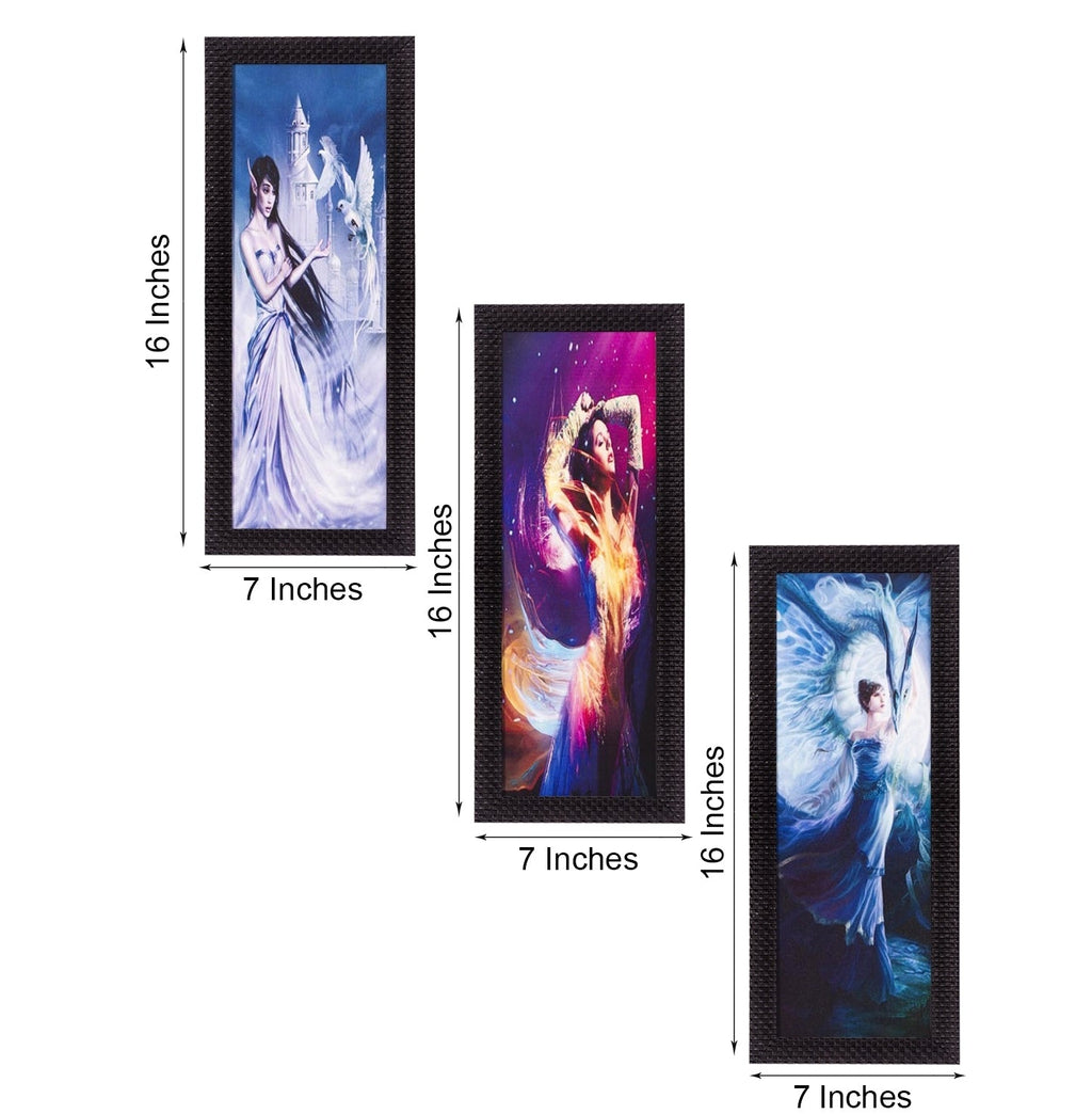 Set Of 3 Beautiful Angels Satin Matt Texture UV Art Painting Kafalo