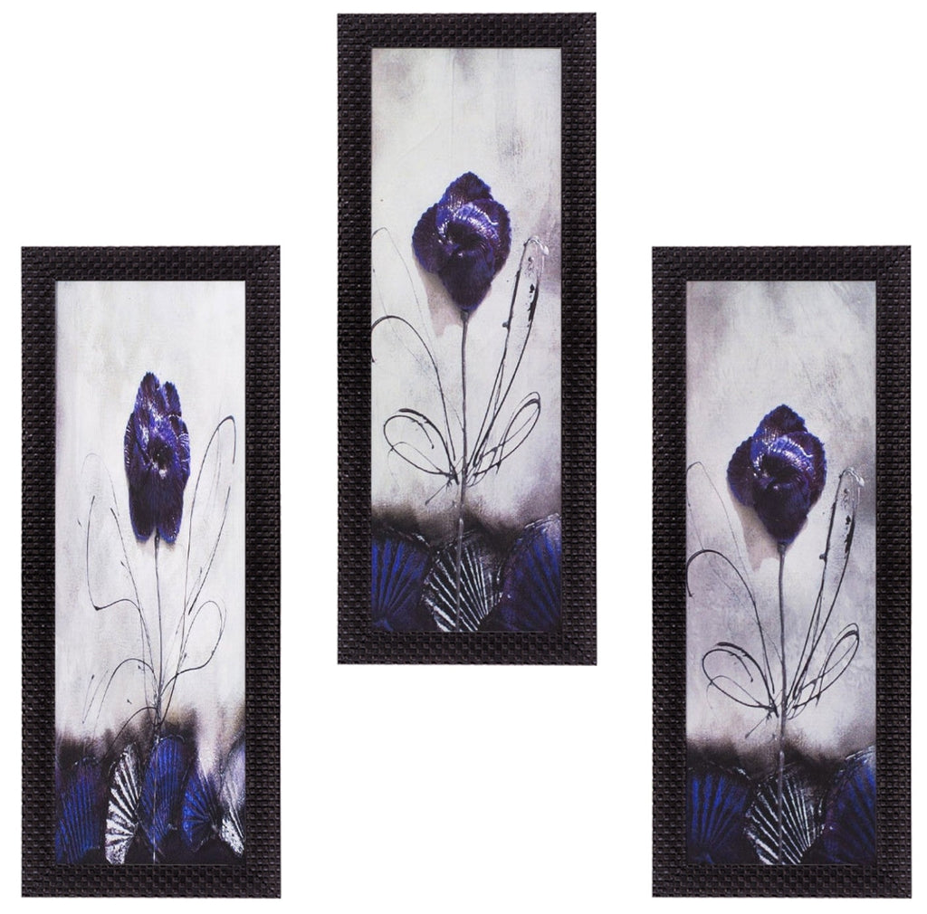 Set Of 3 Decorative Floral Botanical Pot Satin Matt Texture UV Art Painting Kafalo