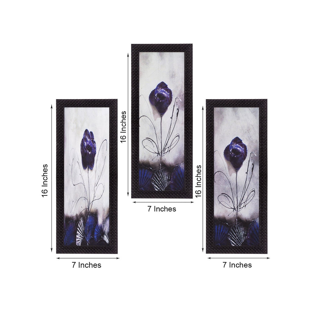 Set Of 3 Decorative Floral Botanical Pot Satin Matt Texture UV Art Painting Kafalo