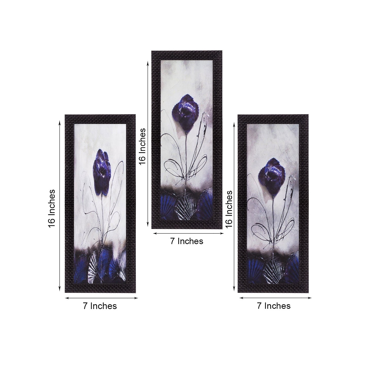 Set Of 3 Decorative Floral Botanical Pot Satin Matt Texture UV Art Painting Kafalo