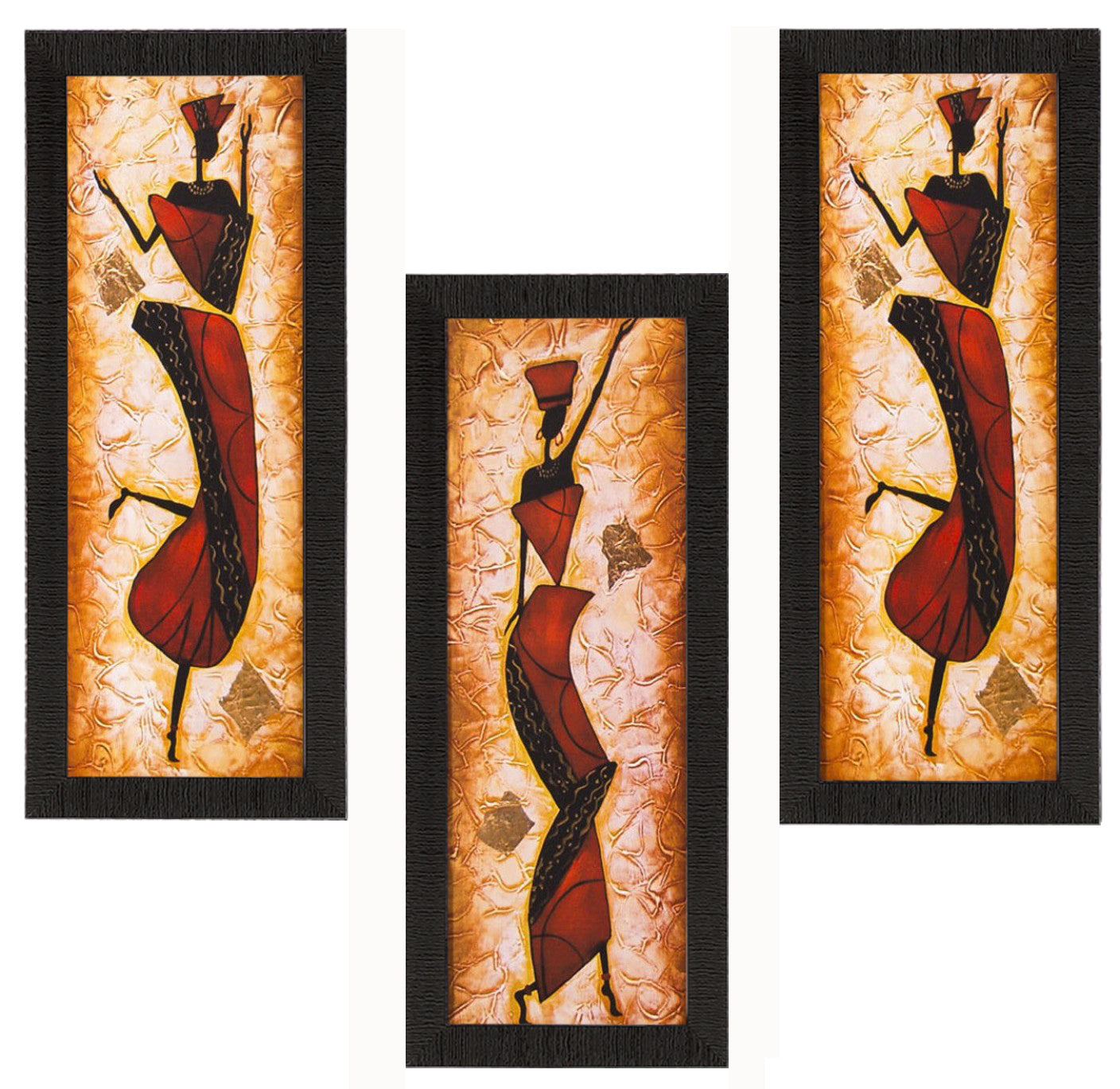 Set Of 3 Dancing Lady Satin Matt Texture UV Art Painting Kafalo