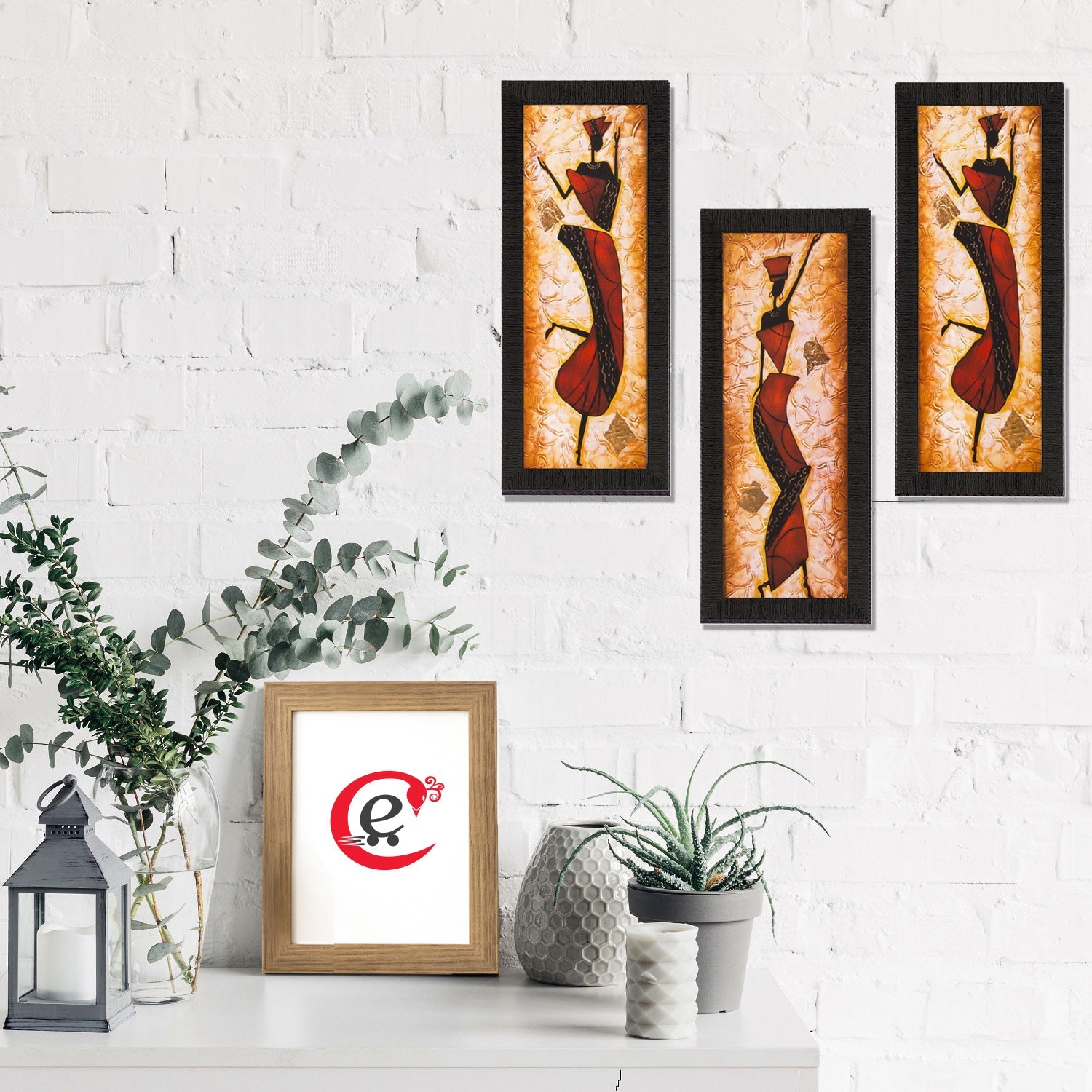 Set Of 3 Dancing Lady Satin Matt Texture UV Art Painting Kafalo