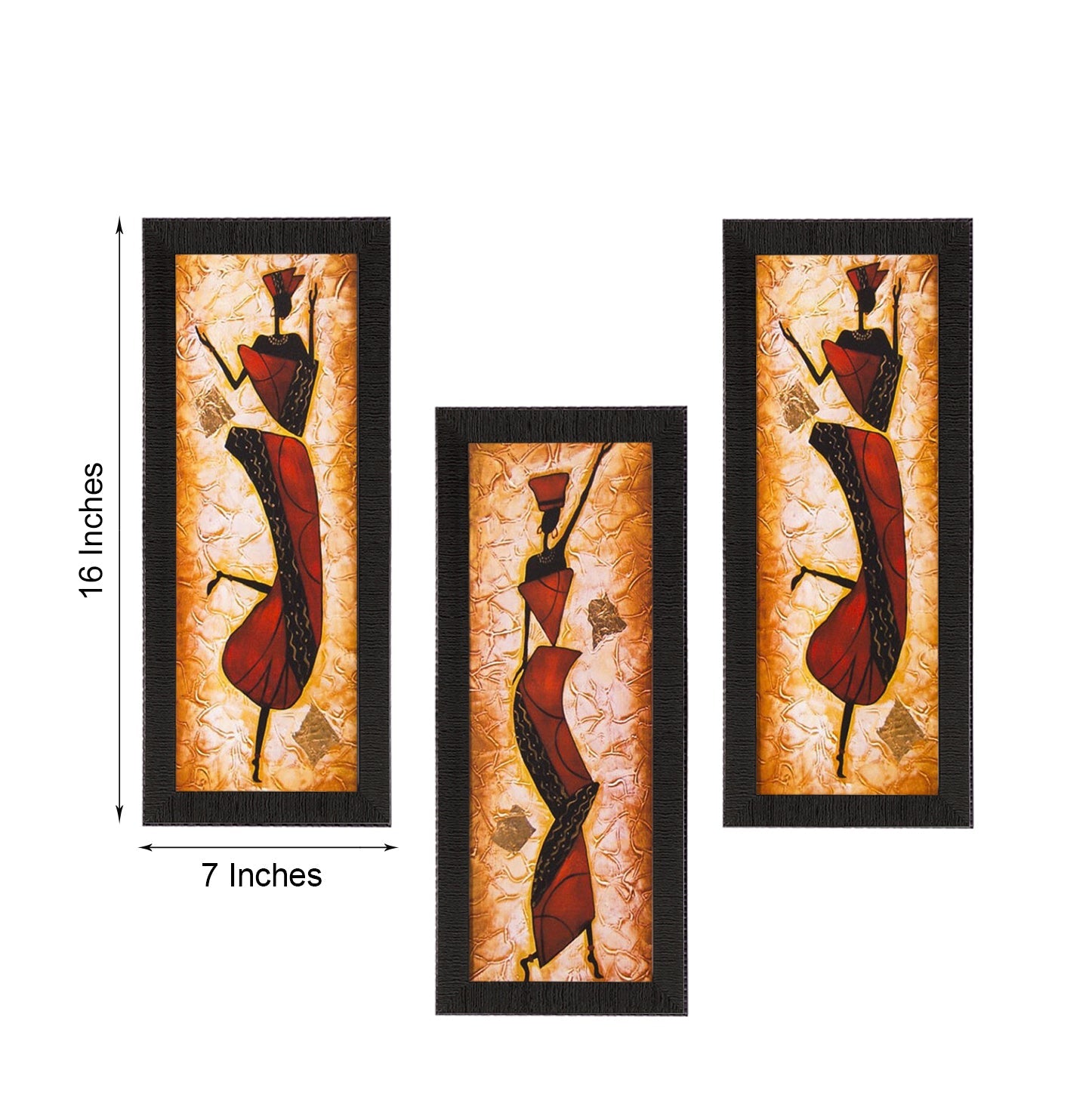 Set Of 3 Dancing Lady Satin Matt Texture UV Art Painting Kafalo