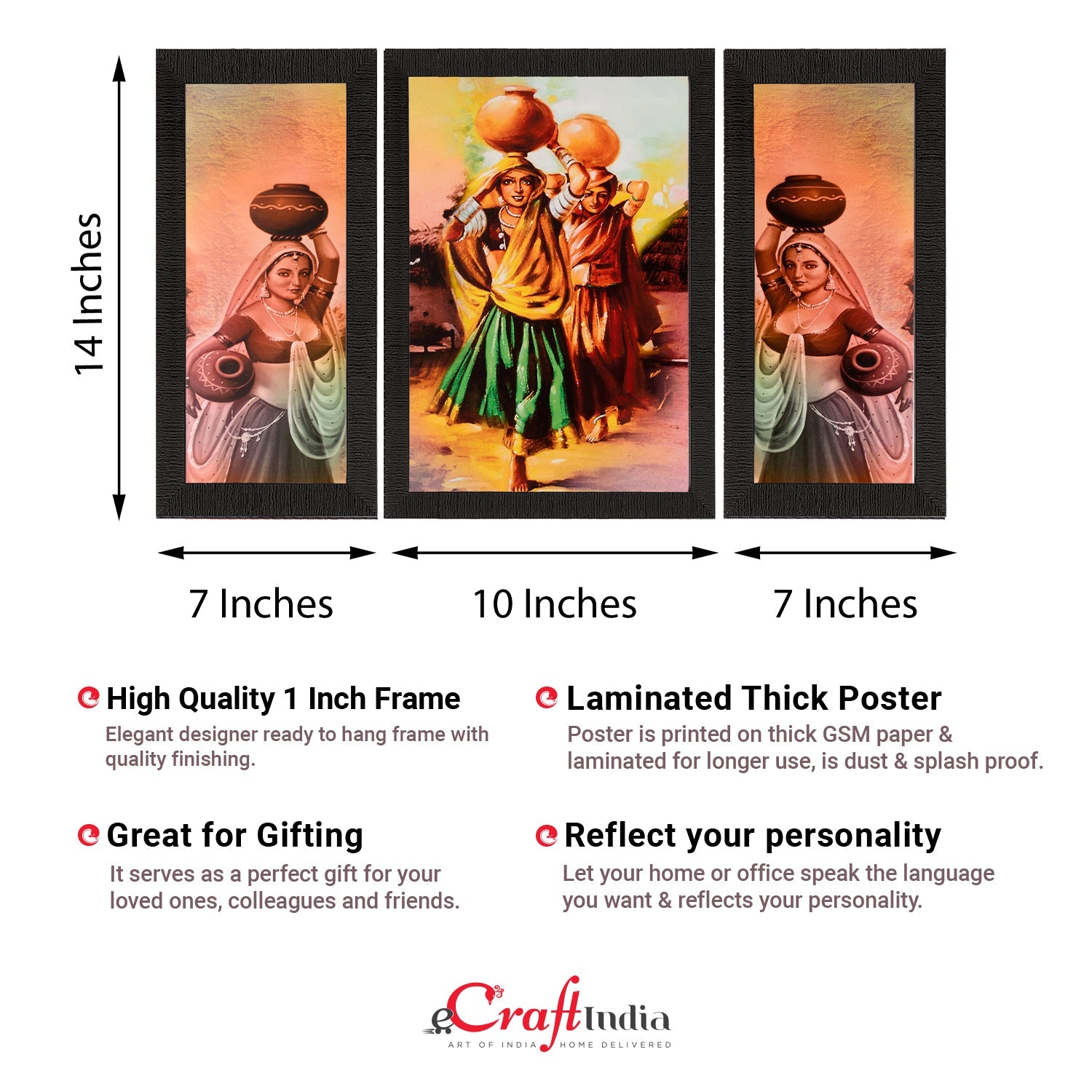 Set of 3 Satin Matt Textured Art Painting Kafalo