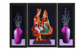 Set Of 3 Lord Krishna Radha and Flowers Satin Matt Texture UV Art Painting Kafalo