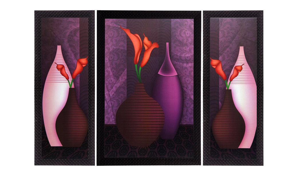 Set Of 3 Colorful Vases Satin Matt Texture UV Art Painting Kafalo