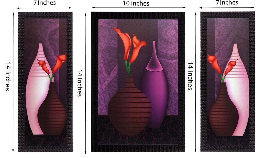 Set Of 3 Colorful Vases Satin Matt Texture UV Art Painting Kafalo