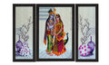 Set of 3 Floral and Radha Krishna Satin Matt Texture UV Art Painting Kafalo