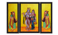 Set Of 3 Lord Krishna With Radha Satin Matt Texture UV Art Painting Kafalo