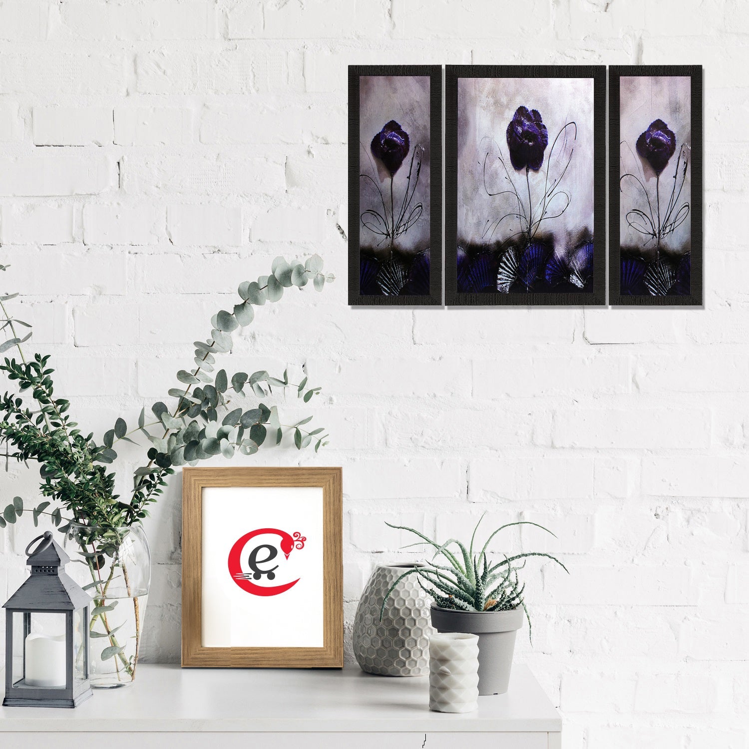 Set Of 3 Glossy Purple Satin Matt Texture UV Art Painting Kafalo