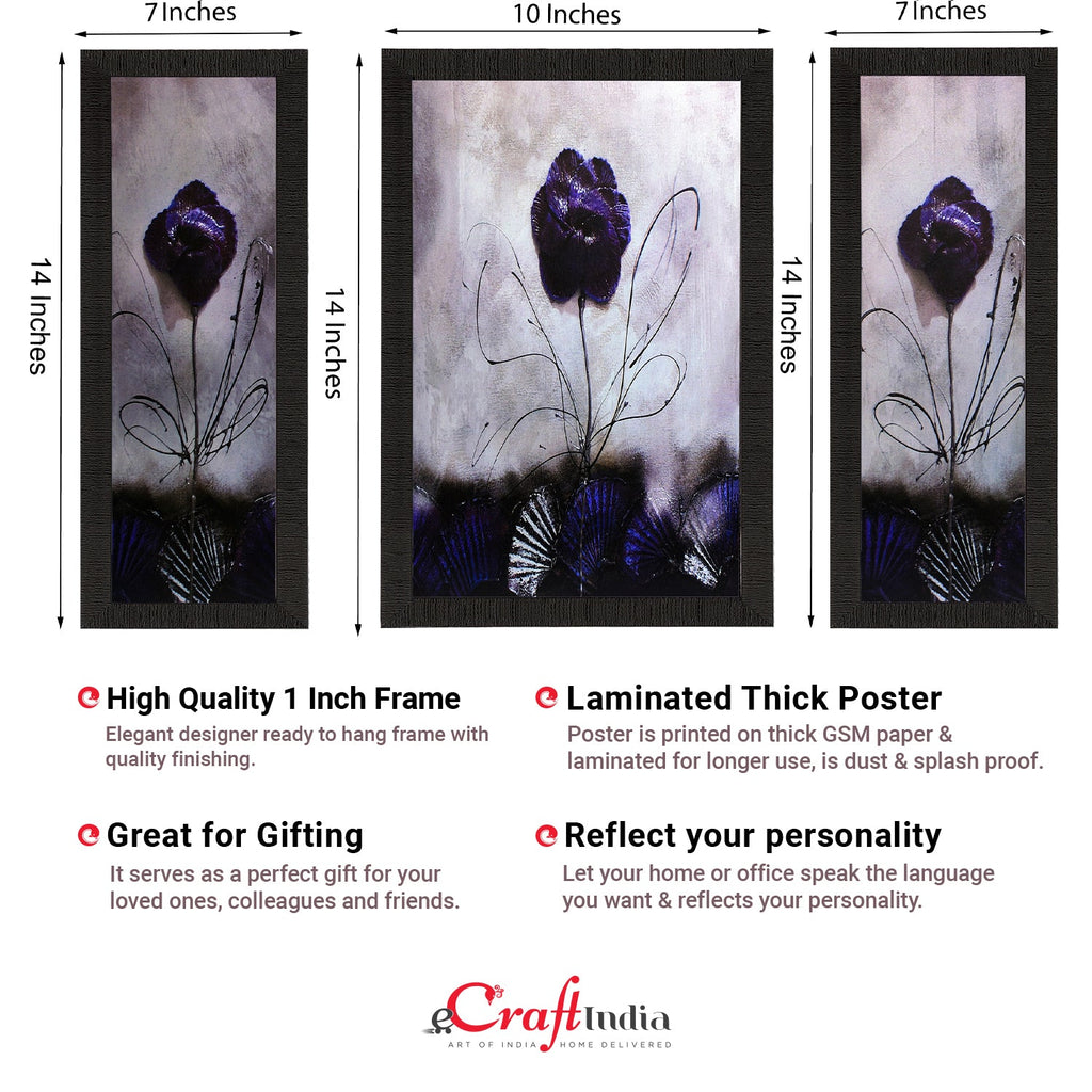 Set Of 3 Glossy Purple Satin Matt Texture UV Art Painting Kafalo