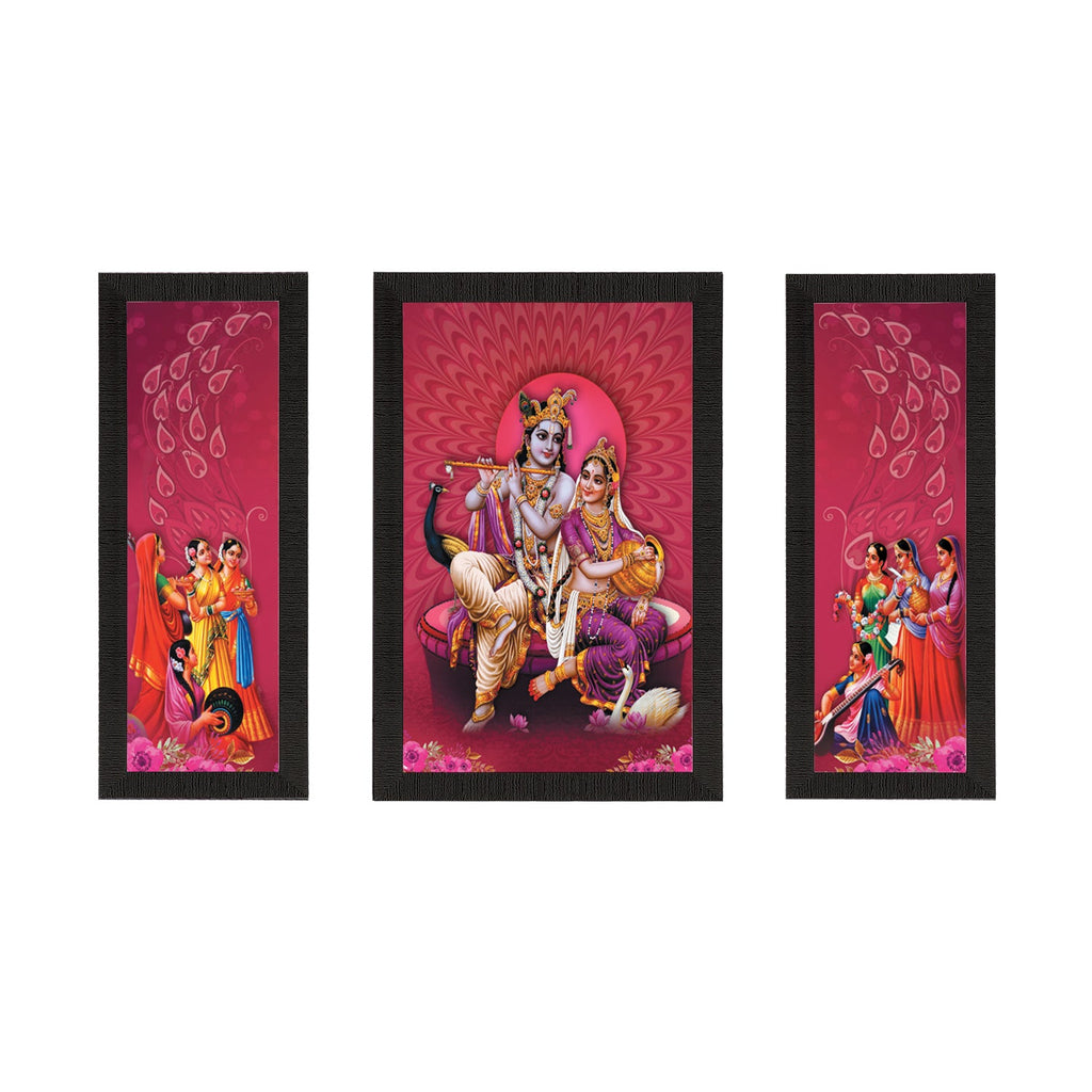 Set Of 3 Radha Krishna Satin Matt Texture UV Art Painting Kafalo