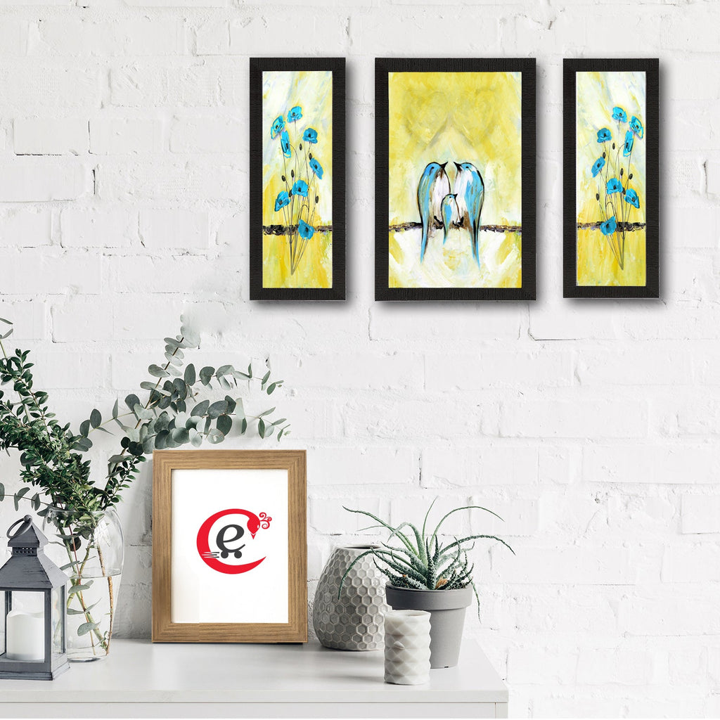 Set of 3 Flying Birds Satin Matt Texture UV Art Painting Kafalo