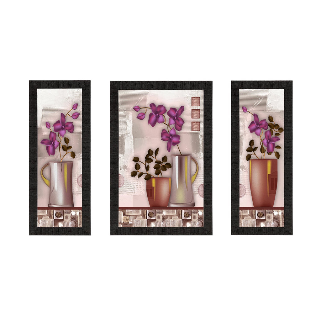 Set Of 3 Botanical Floral Satin Matt Texture UV Art Painting Kafalo