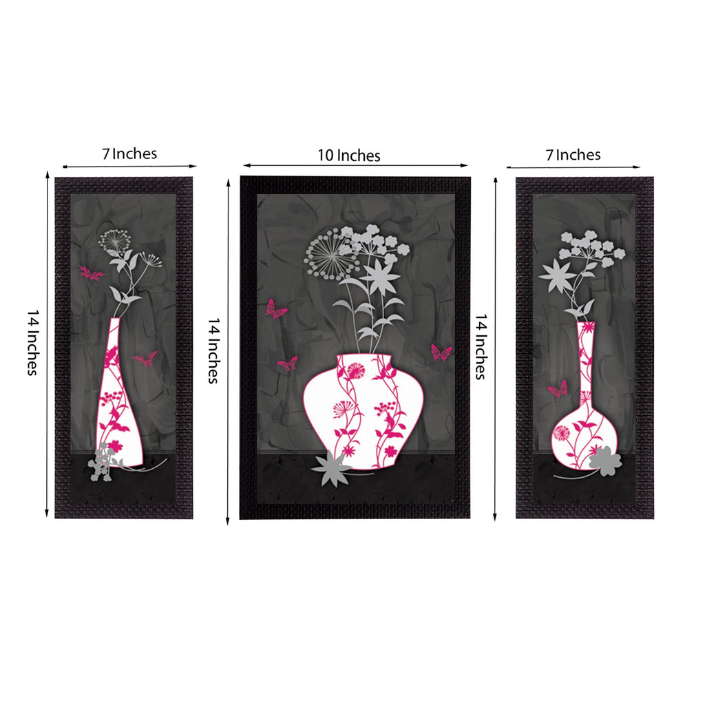 Set Of 3 Botanical Floral Satin Matt Texture UV Art Painting Kafalo