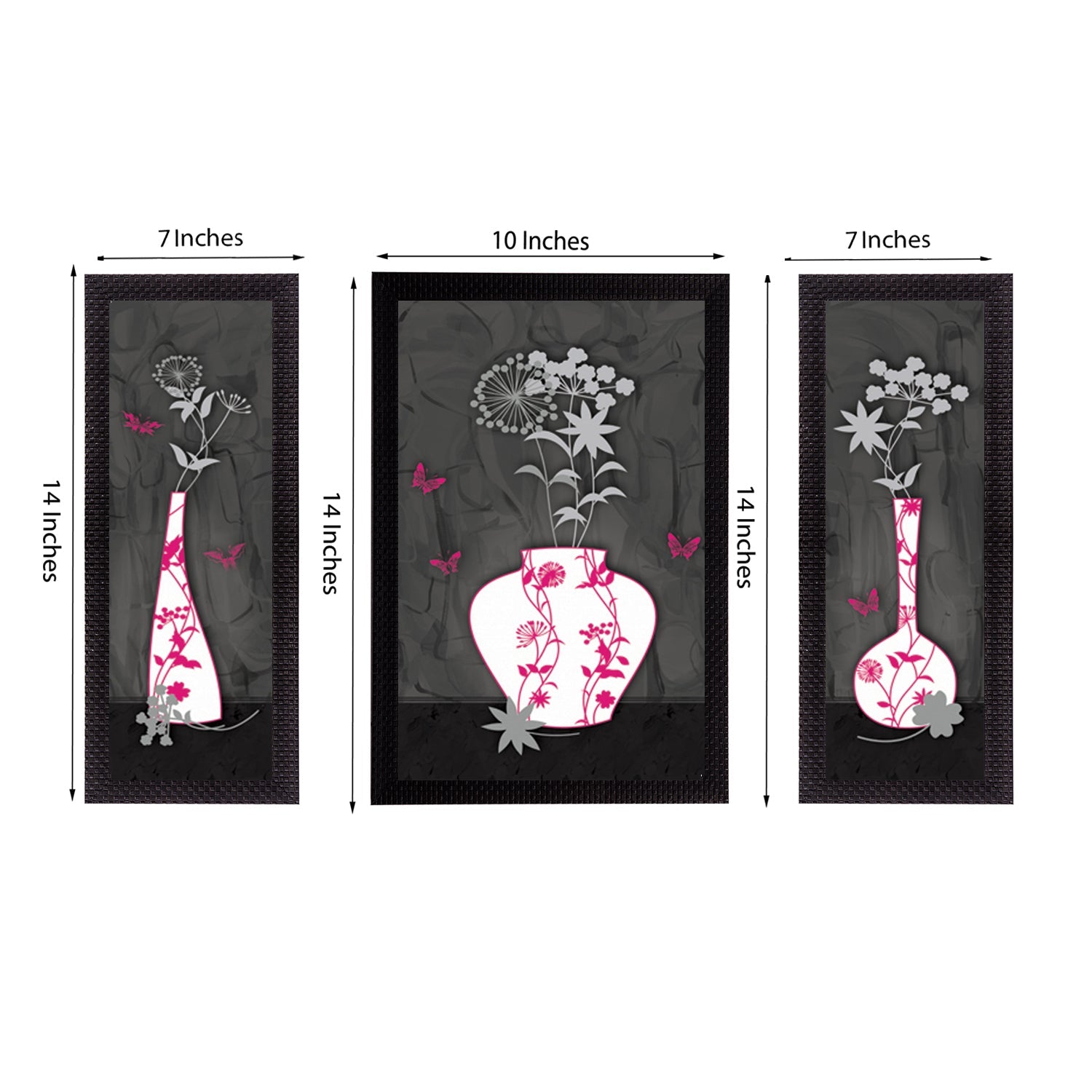 Set Of 3 Botanical Floral Satin Matt Texture UV Art Painting Kafalo