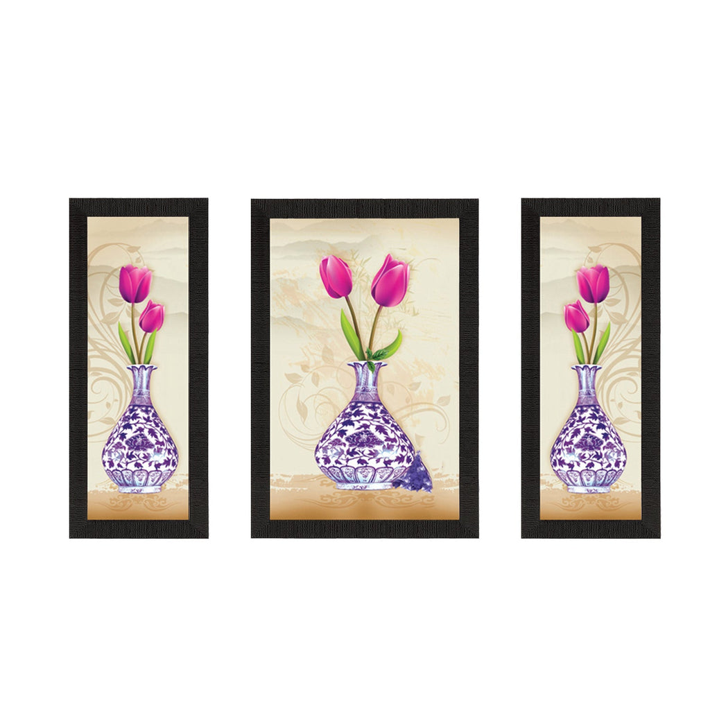 Set Of 3 Botanical Floral Satin Matt Texture UV Art Painting Kafalo
