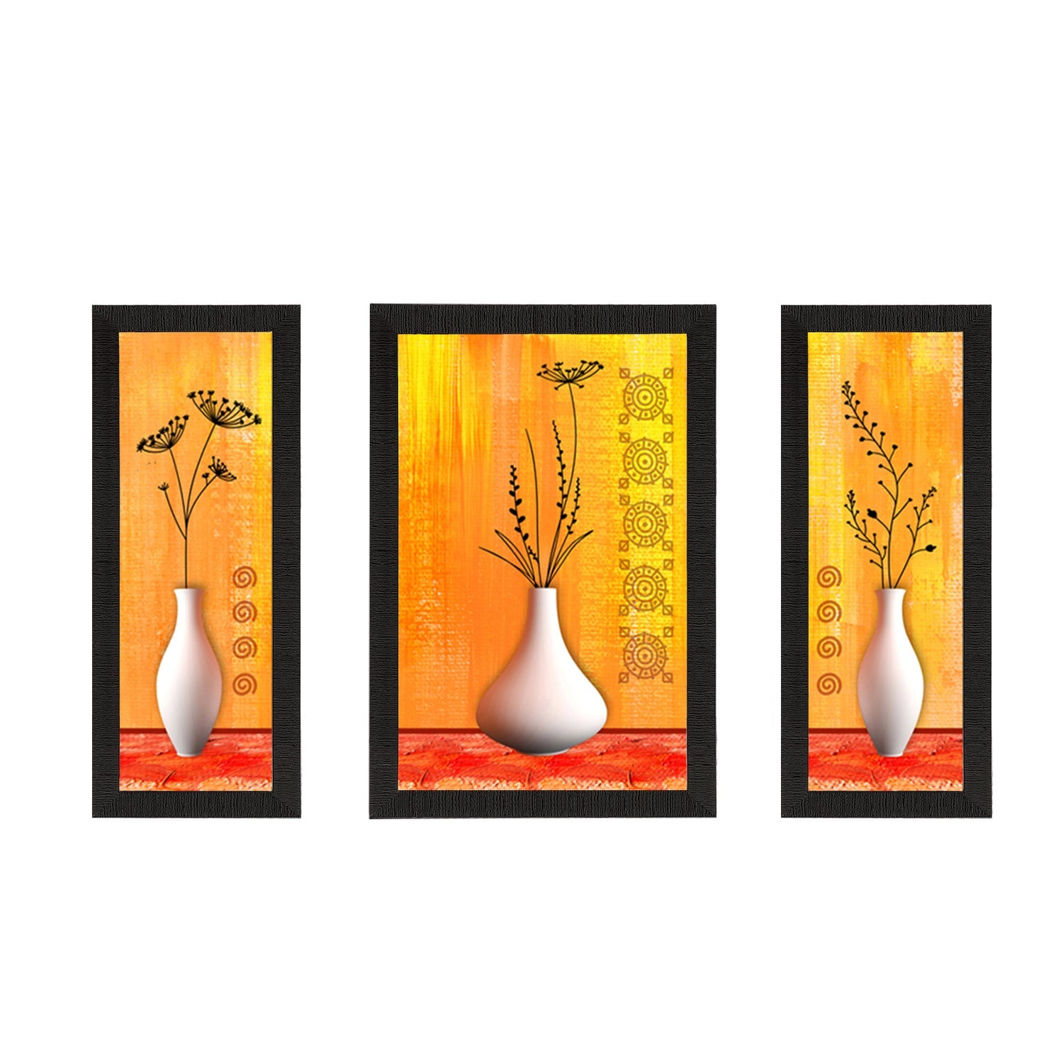 Set Of 3 Botanical Floral Satin Matt Texture UV Art Painting Kafalo