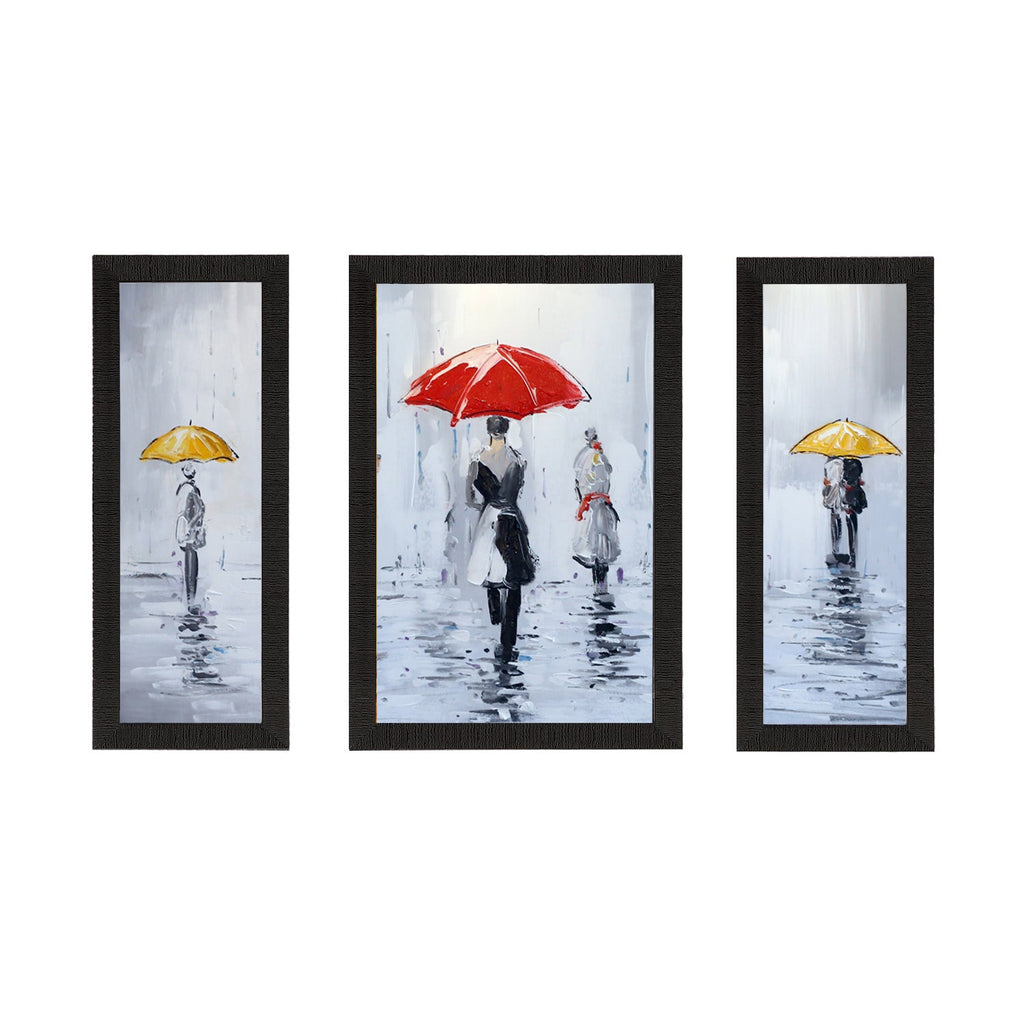 Set Of 3 Beauty under Rain Satin Matt Texture UV Art Painting Kafalo