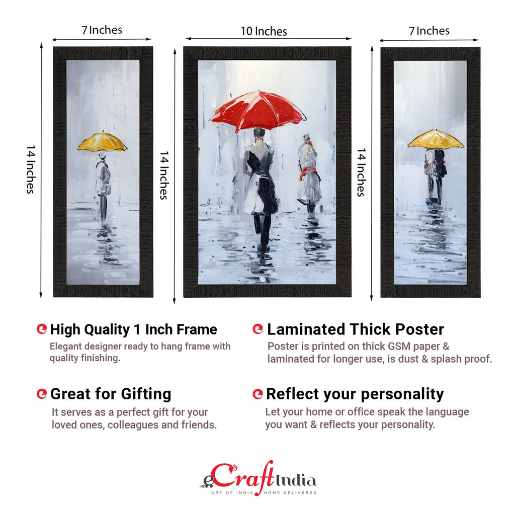 Set Of 3 Beauty under Rain Satin Matt Texture UV Art Painting Kafalo