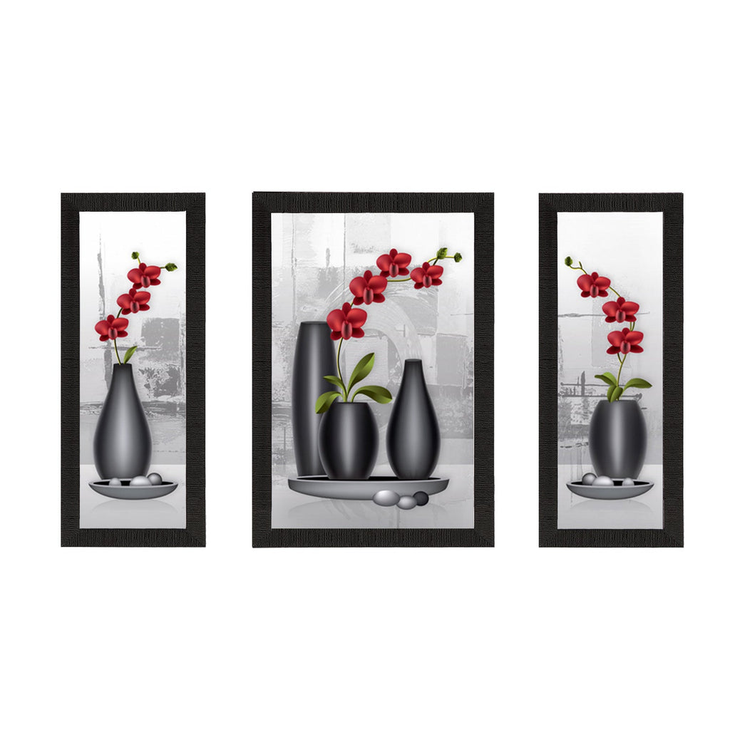Set Of 3 Botanical Floral Satin Matt Texture UV Art Painting Kafalo