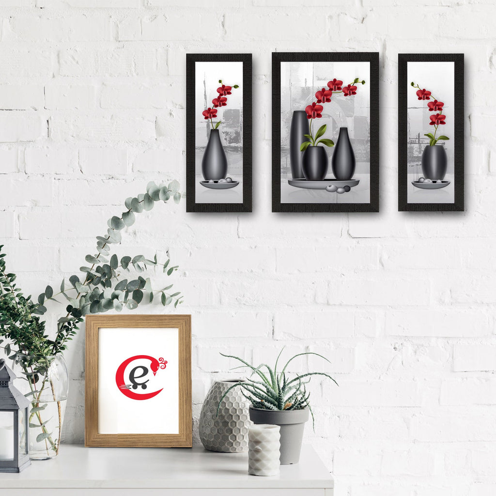 Set Of 3 Botanical Floral Satin Matt Texture UV Art Painting Kafalo